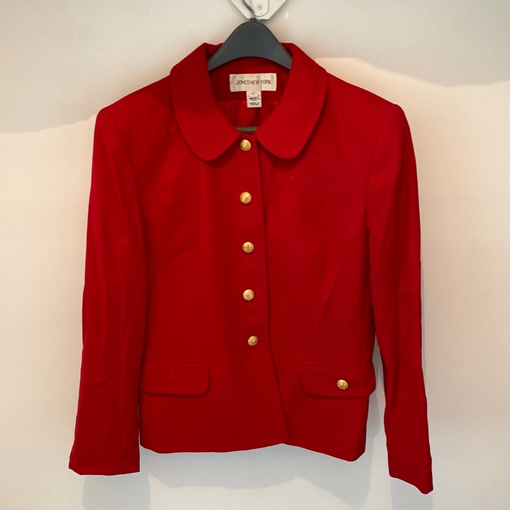 Jones New York 100% Wool Red Blazer
